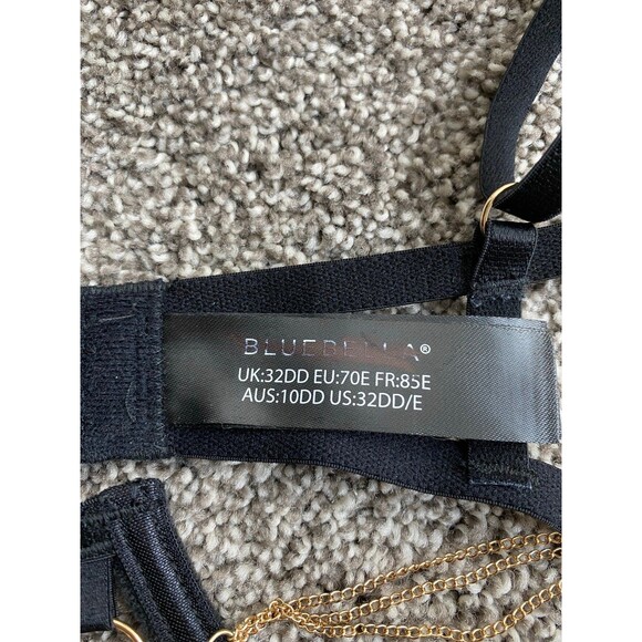 Bluebella Oriana Open Cup Bra Black with Gold Chain Detail Size 32DD - Picture 5 of 7